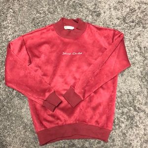 Graphic Print Suede Sweatshirt Maroon- Size M